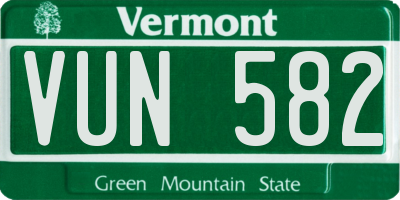 VT license plate VUN582
