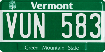 VT license plate VUN583