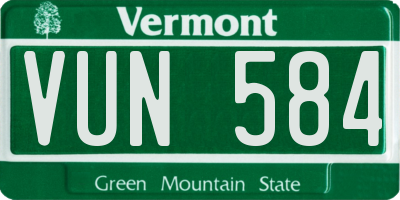 VT license plate VUN584