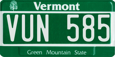 VT license plate VUN585