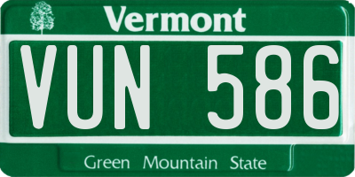 VT license plate VUN586
