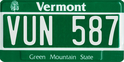 VT license plate VUN587