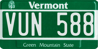 VT license plate VUN588