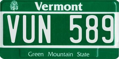 VT license plate VUN589