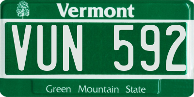 VT license plate VUN592