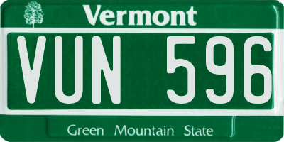 VT license plate VUN596