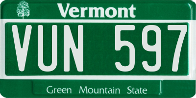 VT license plate VUN597