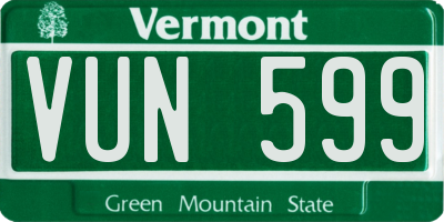 VT license plate VUN599