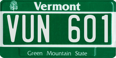 VT license plate VUN601