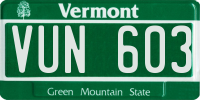 VT license plate VUN603