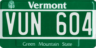 VT license plate VUN604