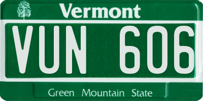VT license plate VUN606