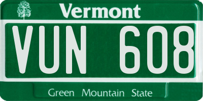 VT license plate VUN608