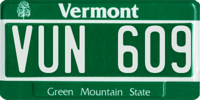 VT license plate VUN609