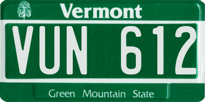 VT license plate VUN612