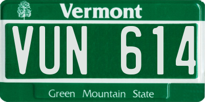 VT license plate VUN614
