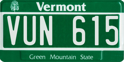 VT license plate VUN615