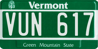 VT license plate VUN617