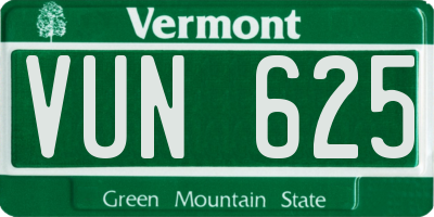 VT license plate VUN625