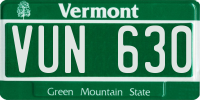 VT license plate VUN630