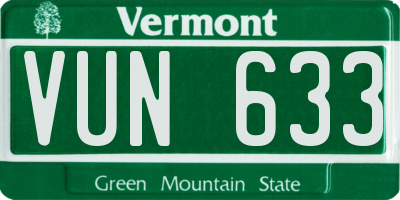 VT license plate VUN633