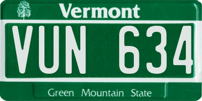 VT license plate VUN634