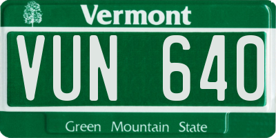 VT license plate VUN640