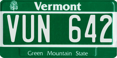 VT license plate VUN642