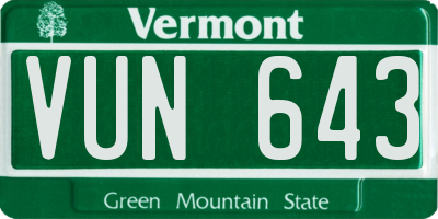 VT license plate VUN643