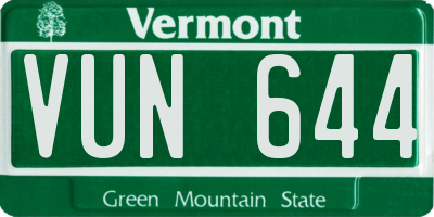 VT license plate VUN644