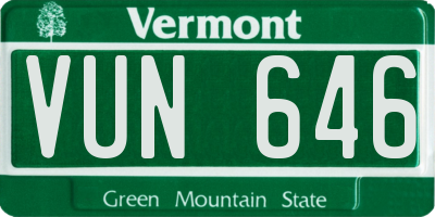 VT license plate VUN646