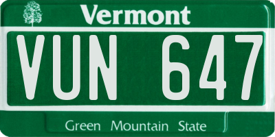 VT license plate VUN647