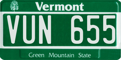 VT license plate VUN655