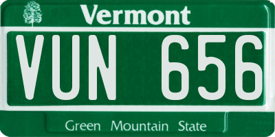 VT license plate VUN656
