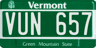 VT license plate VUN657