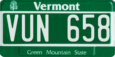 VT license plate VUN658