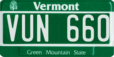VT license plate VUN660