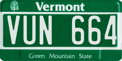 VT license plate VUN664