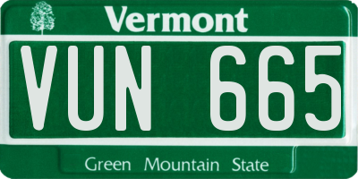 VT license plate VUN665