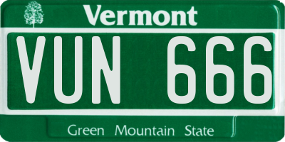 VT license plate VUN666
