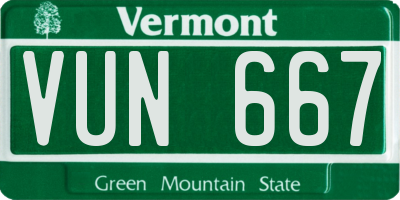 VT license plate VUN667