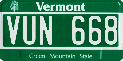 VT license plate VUN668