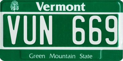 VT license plate VUN669