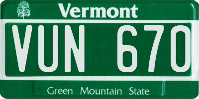 VT license plate VUN670
