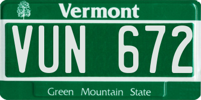VT license plate VUN672