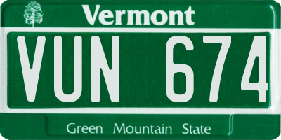 VT license plate VUN674