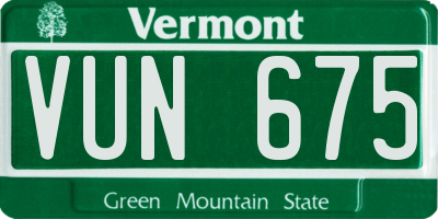 VT license plate VUN675
