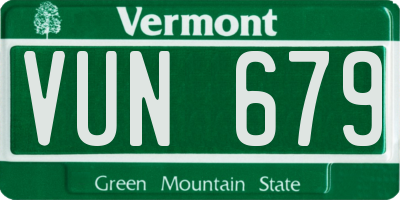 VT license plate VUN679