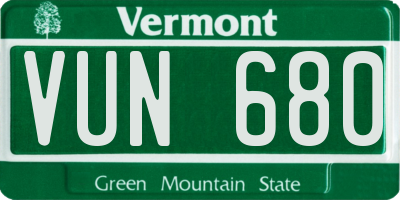 VT license plate VUN680