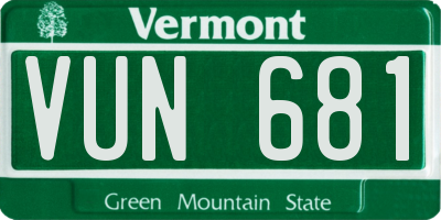 VT license plate VUN681